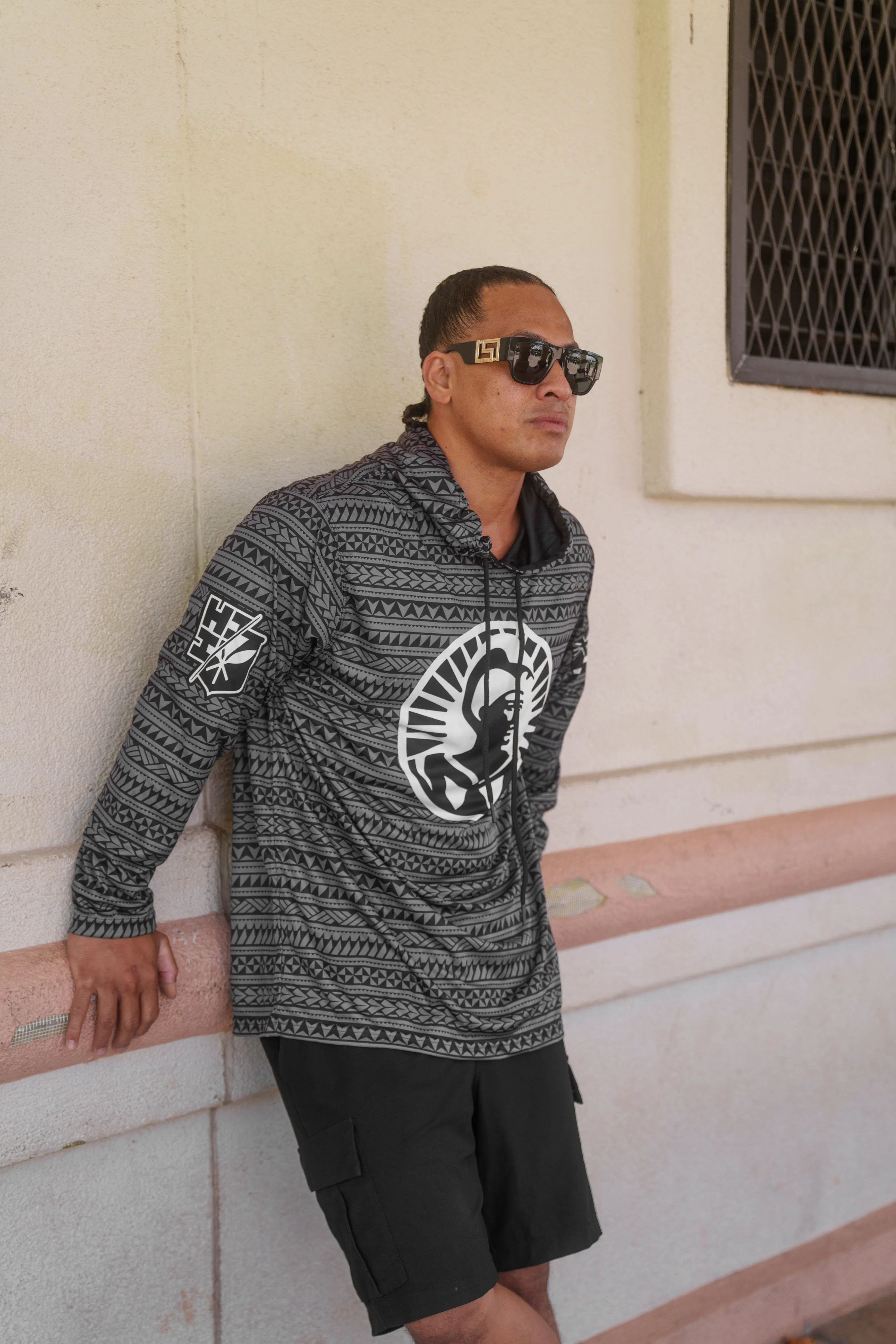BLACK & GRAY TRIBAL ALOHA FESTIVAL HOODIE