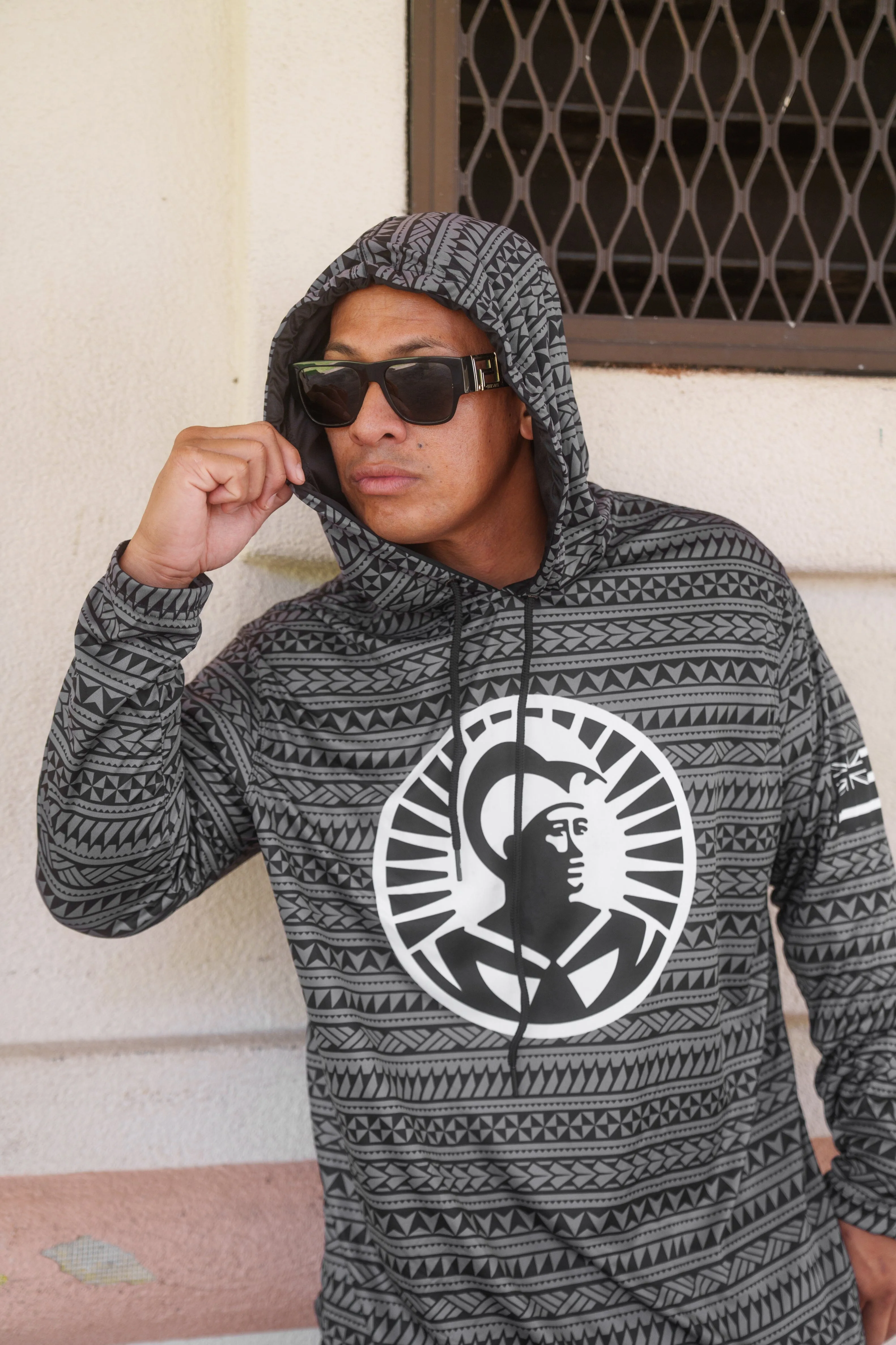 BLACK & GRAY TRIBAL ALOHA FESTIVAL HOODIE