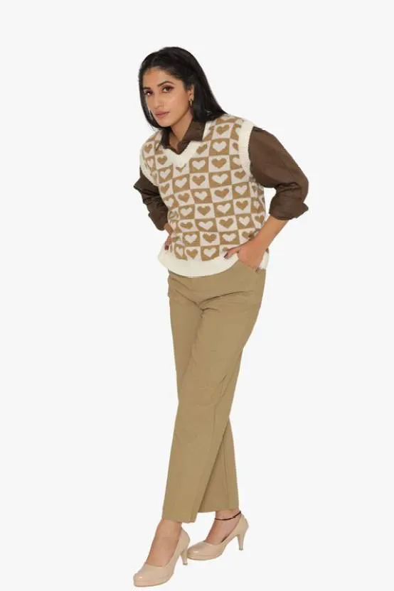 Classic Block Heart Charm Self-Design Sweater