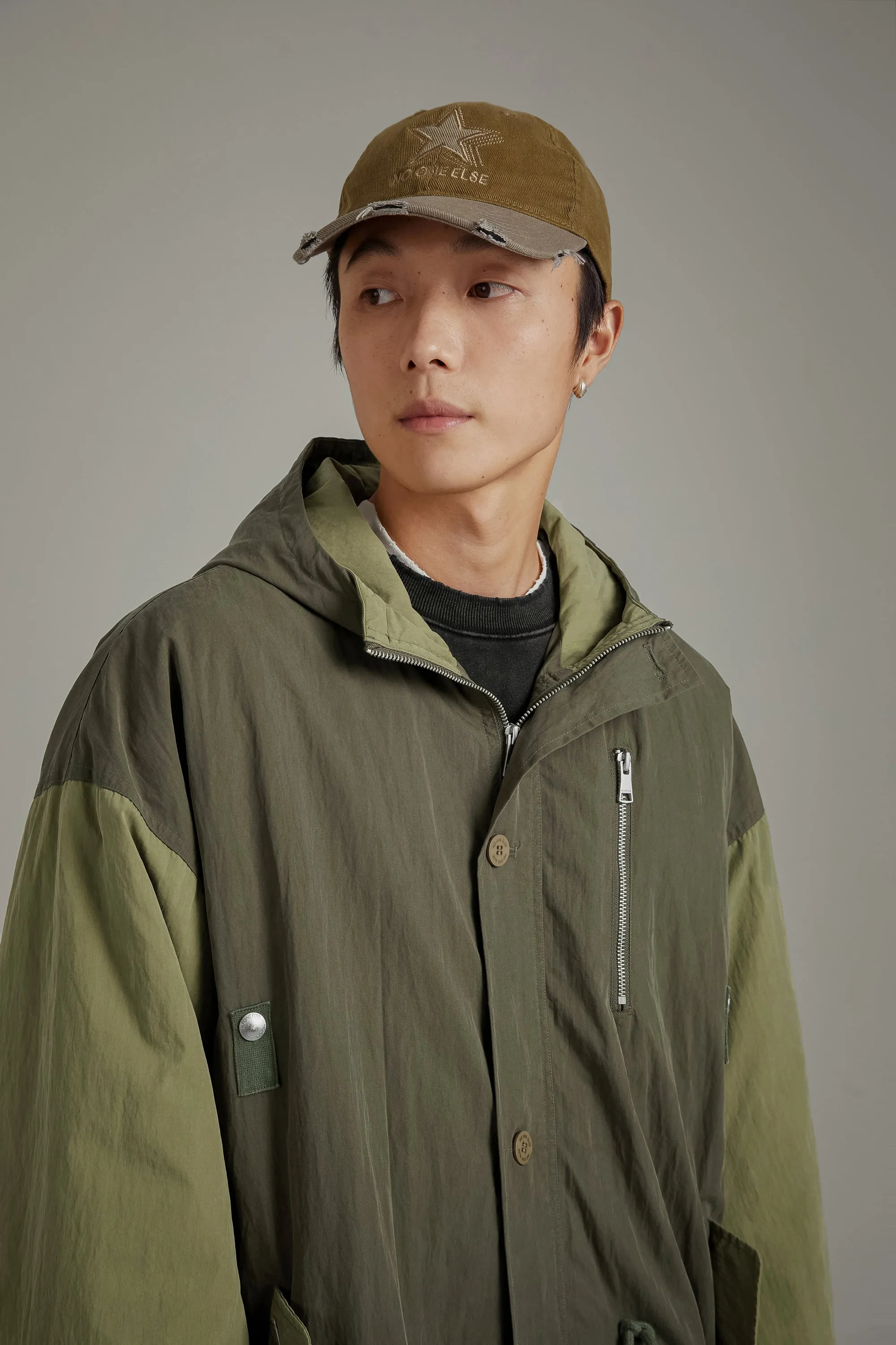 Color Combination Hooded Jacket