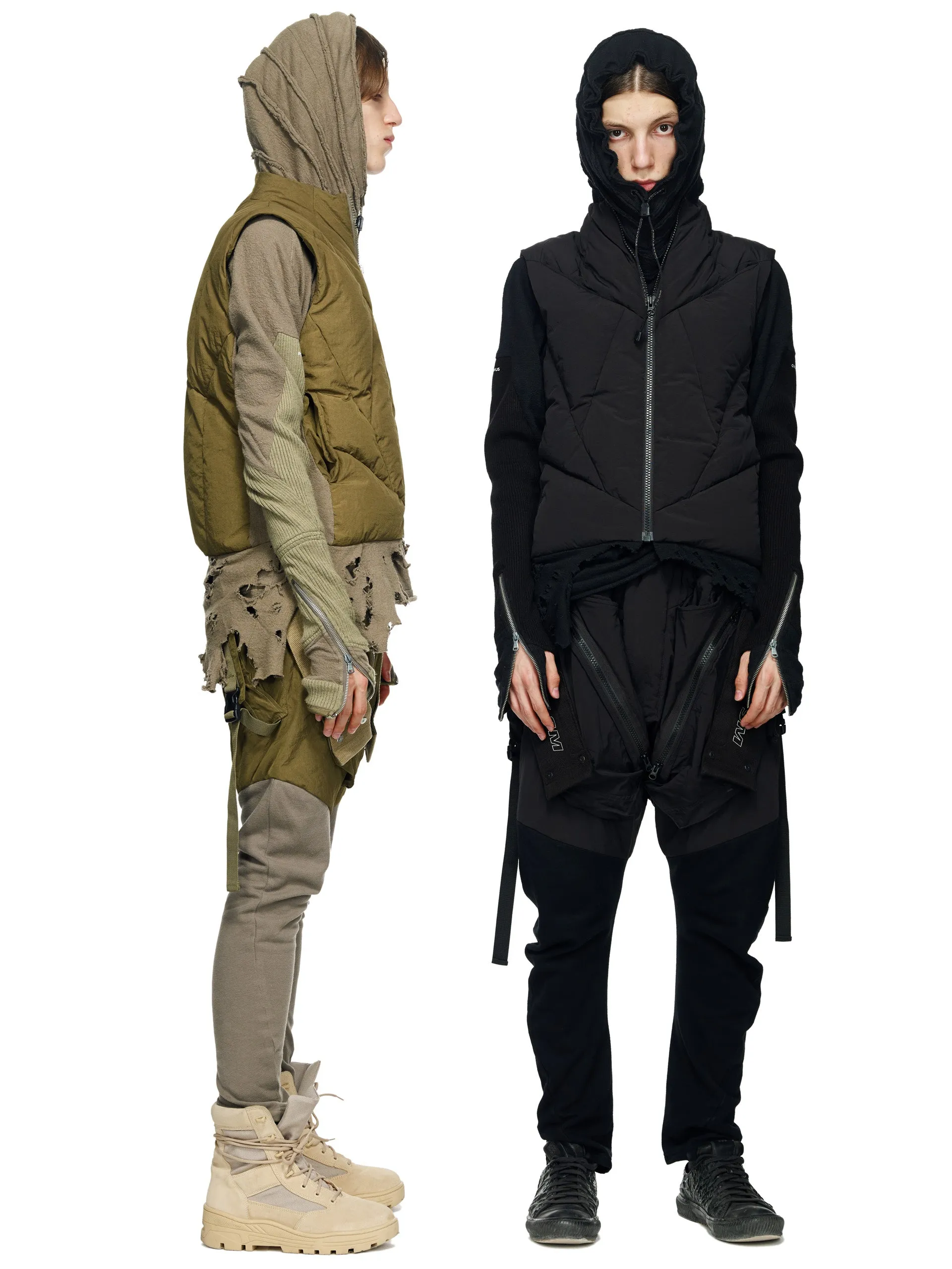 GEO-CUT DISTRESSED HEM DOWN VEST