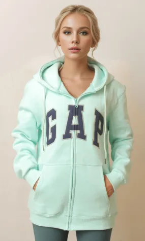 Hoodie With Zipper Uni-Sex Sweatshirt - Mint
