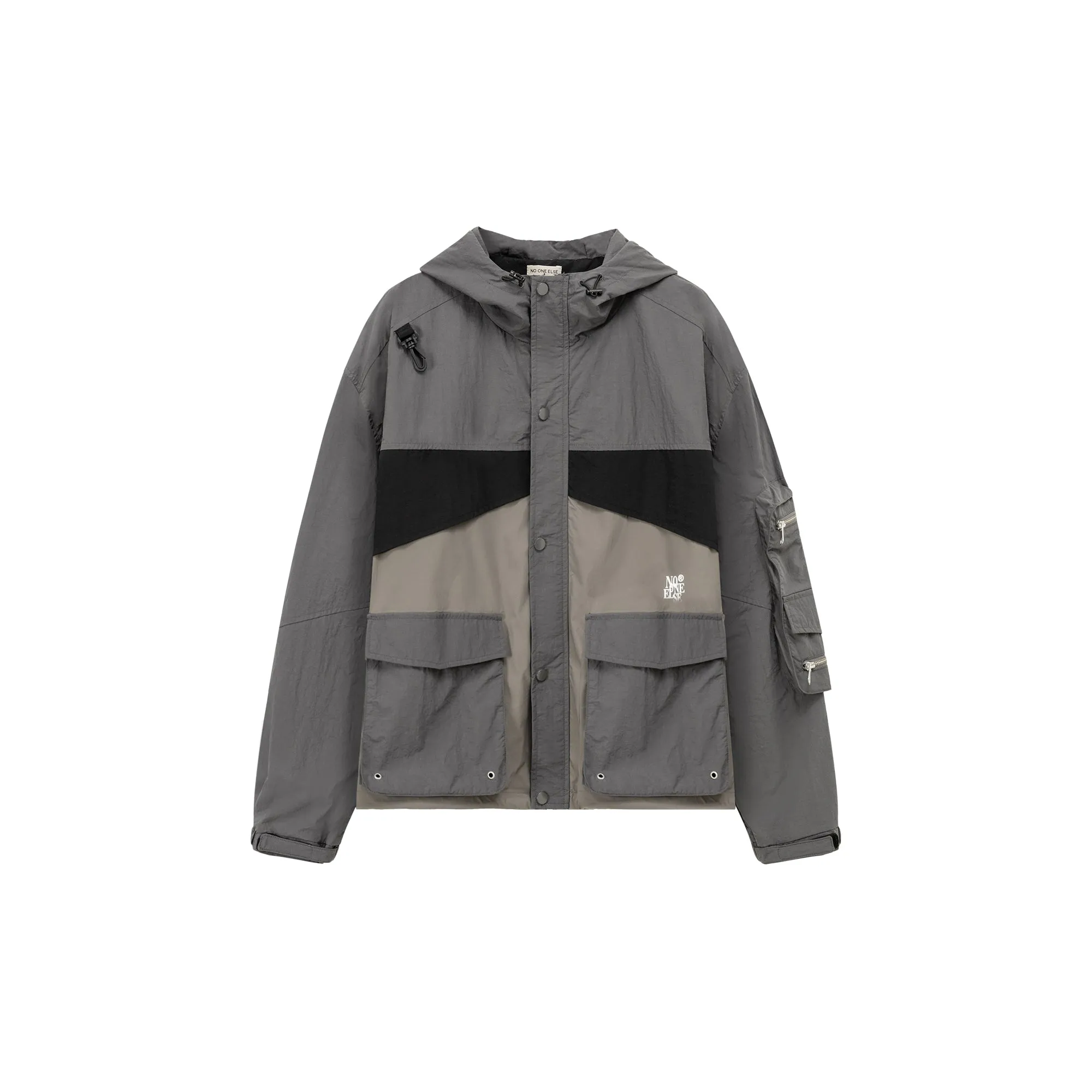 Pocket Color Simple Hooded Jacket